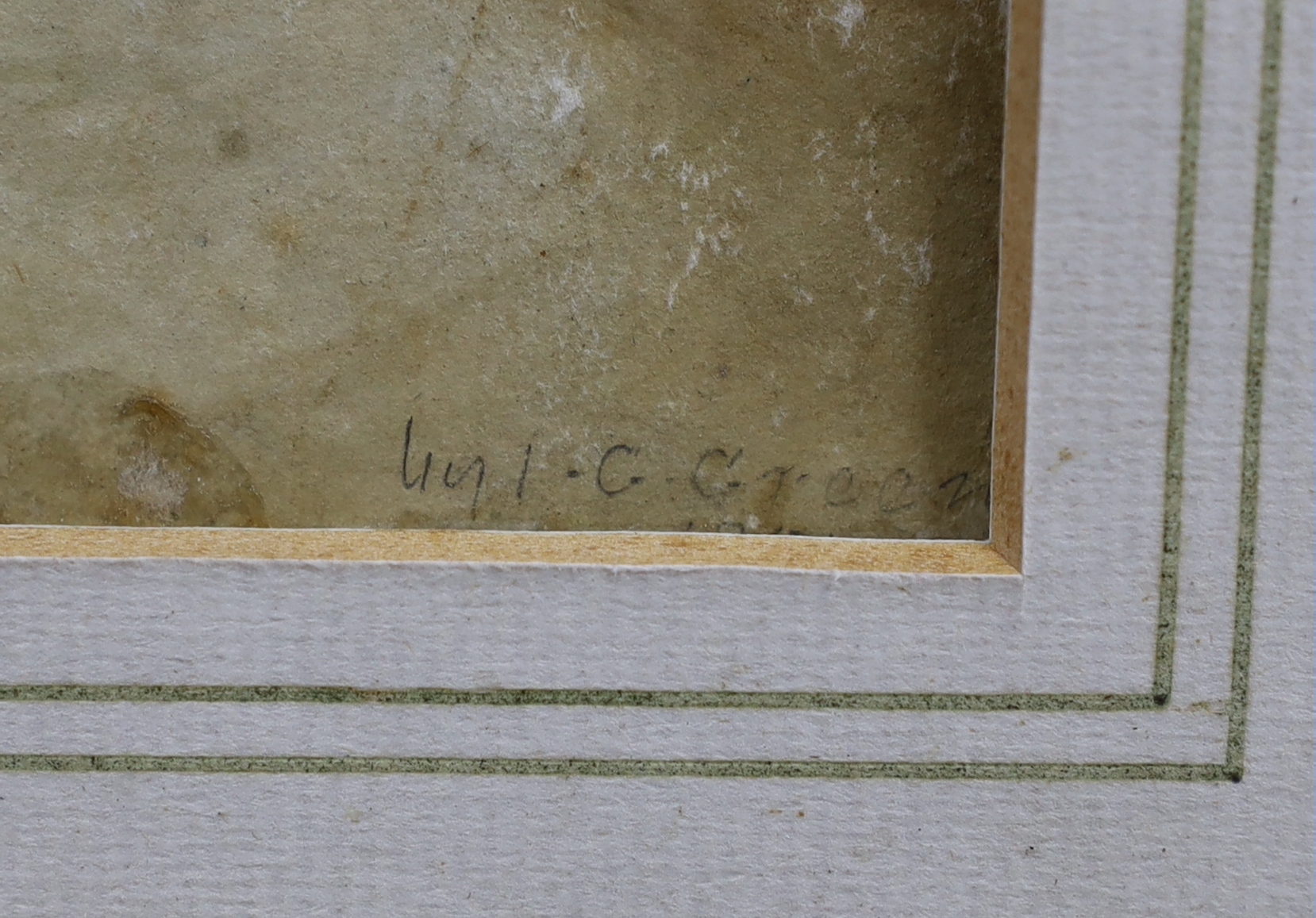 Early 19th century watercolour, Full length portrait of a young man, indistinctly signed, possibly I C Green, maple framed, 26cm x 16cm